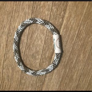 Aid Through Trade White & Silver Beaded Bracelet